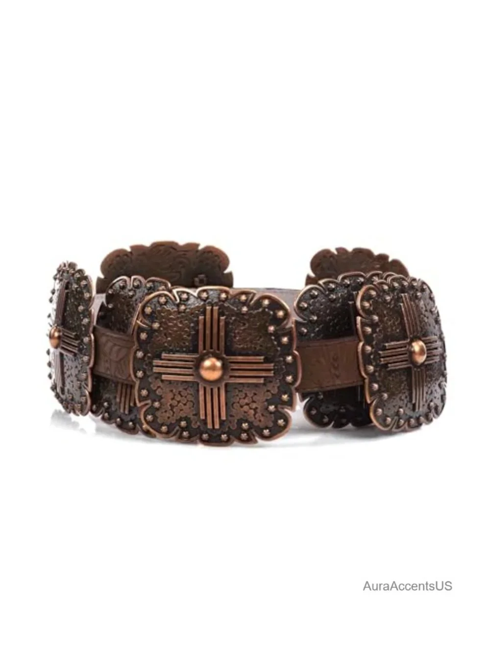 Genuine Leather Floral Embossed Western Belt with Removable Buckle